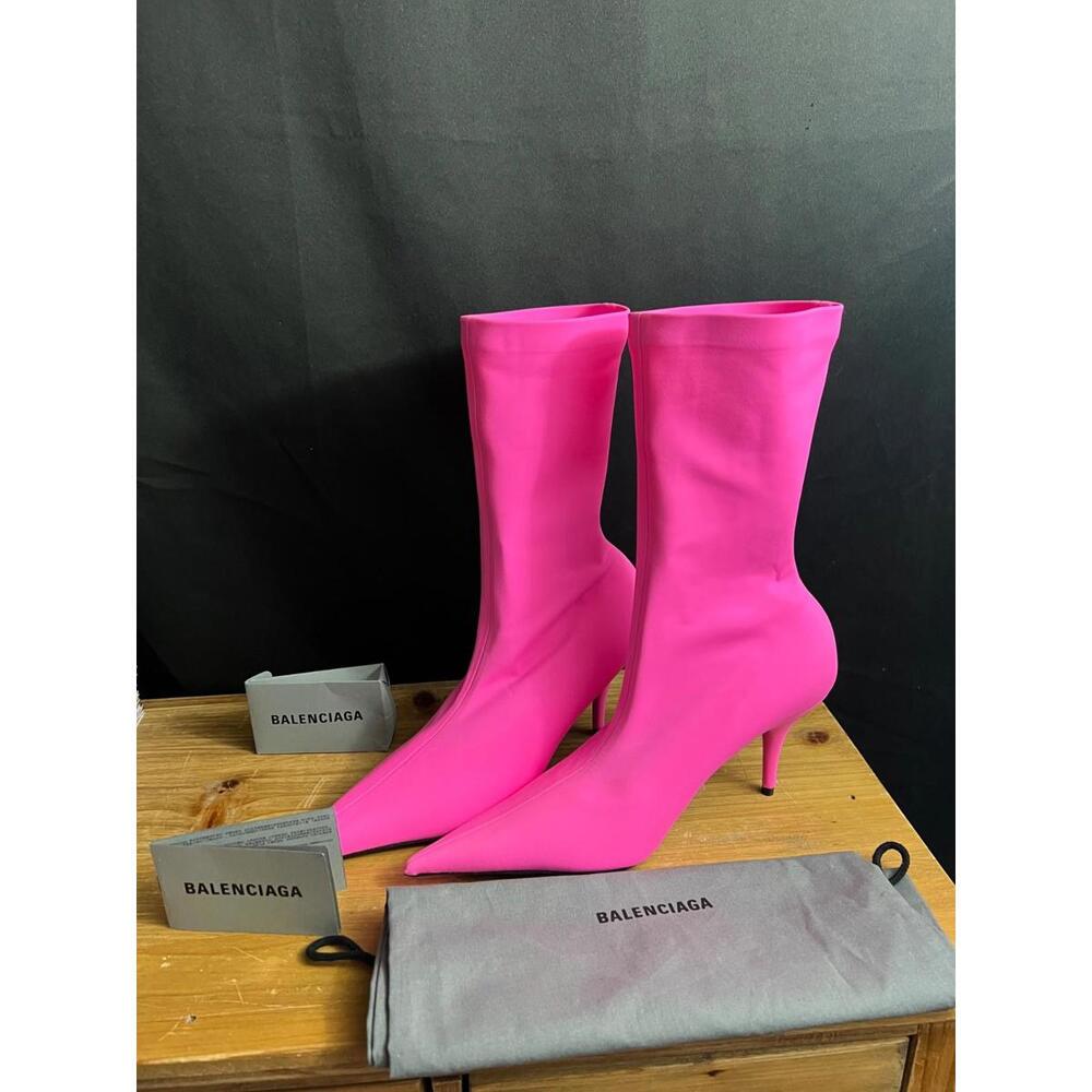 NWB Balenciaga Knife Sock Ankle Bootie EUR 36C Women Sz 6 FLUORESCENT PINK $1490